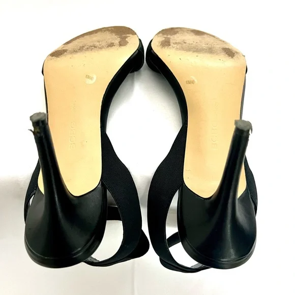 BCBGeneration BG-Halo Black Textile Ankle Strap Leather Heel Dress Sandala Sz 10 - Picture 13 of 14